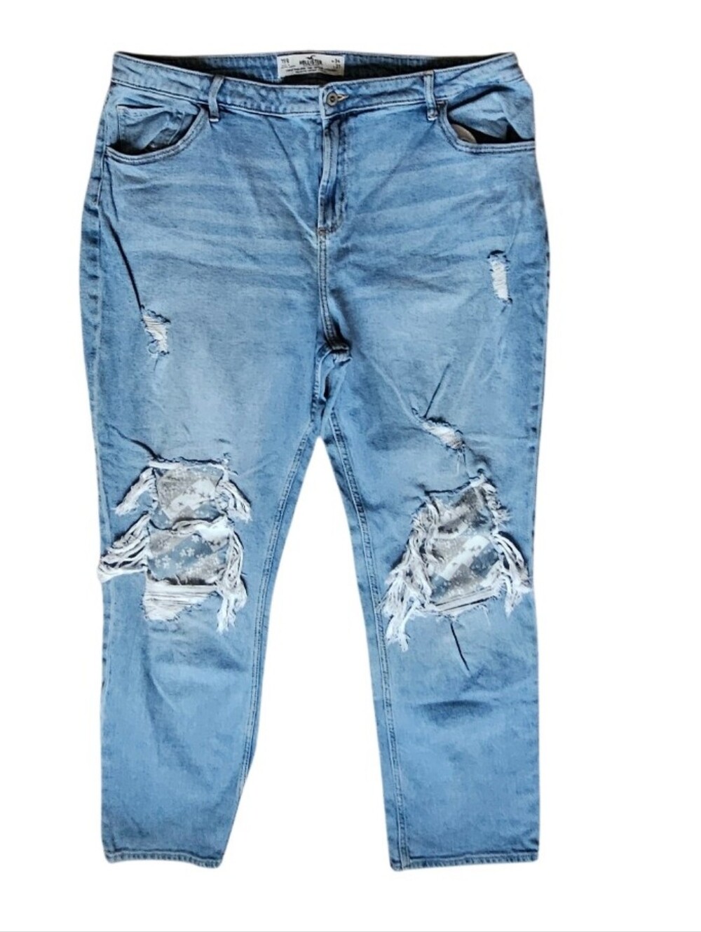 Hollister Curvy High Rise 90s Vintage Straight Distressed Strech Jeans 19R